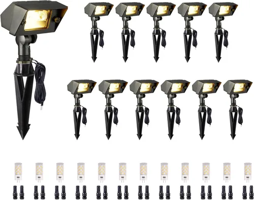 Vista 31 de Gardenreet Luz de Inundación de Latón Sólido - Luz de Lavado de Pared LED de Bajo Voltaje, 12V Impermeable para Exterior con Conexión Directa