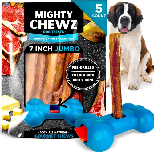 Palitos de carne jumbo de 7 pulgadas (paquete de 5) con dispositivo de seguridad incluido – sin asfixia/palitos de pizza totalmente naturales