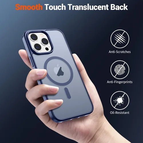 Vista 624 de SUPFINE - Funda magnética para iPhone 13 Pro Max (compatible con MagSafe), (protección contra caídas de grado militar de 10 pies), delgada, Negro