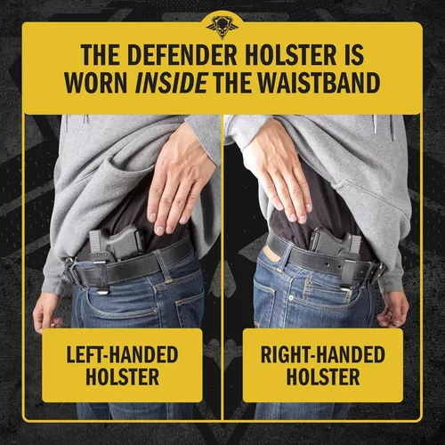 Vista 7 de Relentless Tactical IWB The Defender - Funda de cuero para pistolas S&W M&P Shield, GLOCK 17 19 22 23 32 33, Springfield XD & XDS, y pistolas