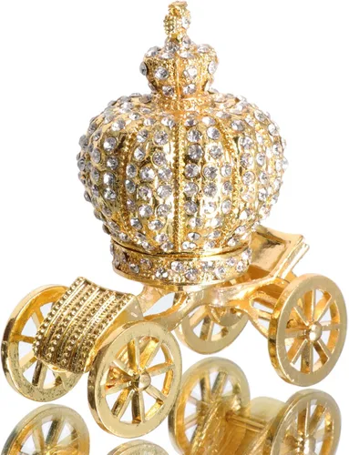 WaltzF - Joyero de metal con bisagras diseño de calabaza con diamantes dorados