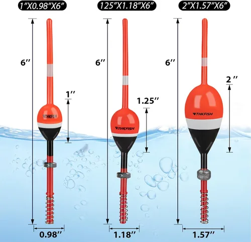Vista 4 de THKFISH Flotadores de pesca y bobbers flotadores de madera de balsa, bobbers de resorte con bobbers ovalados para peces de panfish crappie, Walleyes