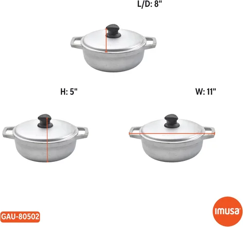 Vista 8 de IMUSA Caldero - Olla con tapa de aluminio de 2 cuartos de galón, aluminio fundido, perfecta para servir grupos pequeños, asas remachadas, fabricada