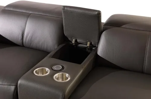 Vista 165 de BlackJack Furniture Venice - Sofá modular de cuero italiano de grano superior de 5 piezas con 3 reclinables eléctricos, reposacabezas ajustable