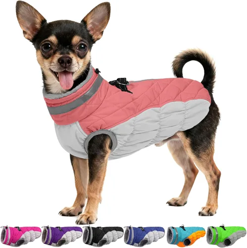 Vista 23 de Chaqueta de invierno para perro, abrigo impermeable y reflectante, resistente al viento, ropa cálida para mascotas, cómoda ropa de forro polar