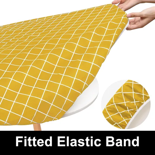 Vista 177 de Mantel rectangular, manteles de plástico elásticos ajustables con parte trasera de franela para mesas de 4 pies, manteles de vinilo impermeables