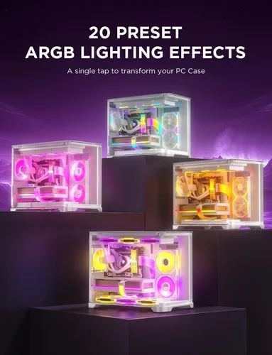 Vista 8 de AsiaHorse [20 + iluminación personalizada exclusiva] ASH-S1 ARGB Fan Hub, modo único de aprendizaje de color y efectos preestablecidos, PWM de 9