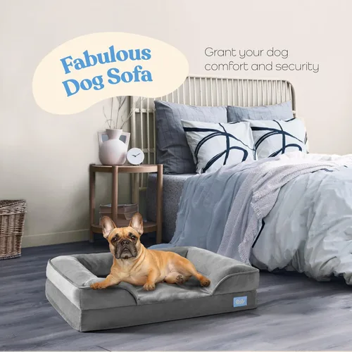 Vista 2 de Sofá cama ortopédica para perros – Camas ultra cómodas para perros medianos – Cama transpirable e impermeable para mascotas – Sofá cama de espuma