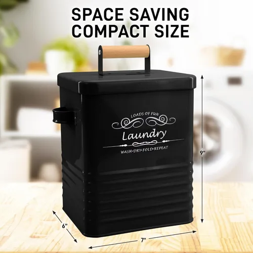 Vista 5 de ELITAPRO - Recipiente de almacenamiento para detergente de lavandería con cuchara y tapa - Dispensador de metal moderno de estilo granja