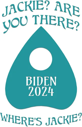 Biden Where's Jackie? Ouija - Calcomanía de vinilo para computadora portátil de 3.5 x 5.5 pulgadas (verde azulado)
