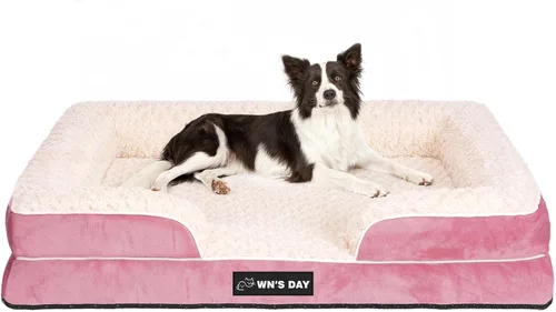 Vista 20 de Cama ortopédica para perros de tamaño grande y mediano, cama grande de espuma viscoelástica lavable, sofá mediano para mascotas con funda extraíble