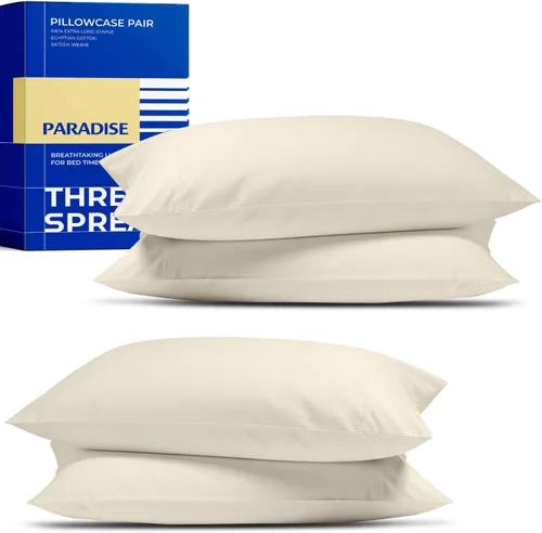 Vista 14 de THREAD SPREAD Fundas de almohada 100% de algodón egipcio - Fundas de almohada de alto conteo de hilos tamaño Queen/estándar, paquete de 2, suaves