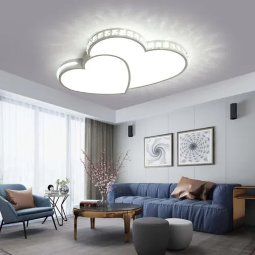 Vista 6 de Moderno candelabro de cristal, lámpara de techo LED de corazón, lámpara colgante de cristal en forma de corazón, lámparas de techo LED para sala
