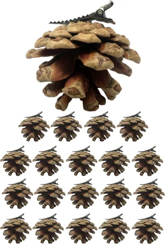 Adornos de Navidad de piña, decoraciones de Navidad, adornos navideños con clip, juego de 20 piñas reales con clips de metal plateados adjuntos,