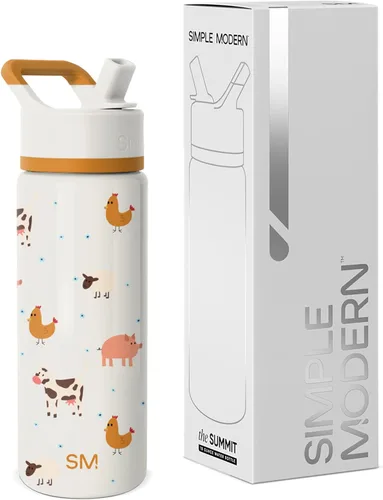 Vista 11 de Simple Modern - Botella de agua para niños de la colección Summit con tapa con pajilla Taza aislada de acero inoxidable de 14 onzas para niños