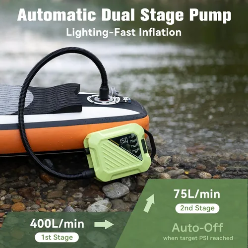 Vista 8 de 20PSI High Pressure Smart SUP Air Pump, 2025 New Rechargeable Battery-Powered, Intelligent Dual Stage Inflation & Deflation,Auto-Off for Stand Up