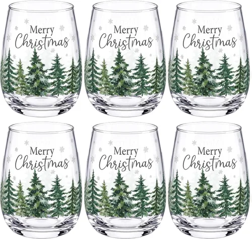 Vista 10 de Maxcheck Juego de copas de vino de invierno con copos de nieve, juego de 6 copas sin tallo con diseño de copo de nieve, regalo de cumpleaños de Azul