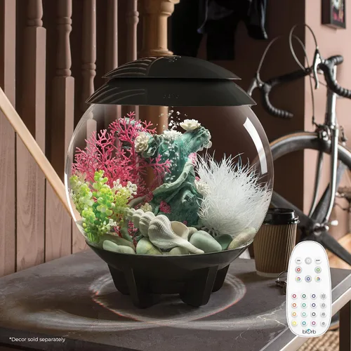 Vista 2 de biOrb Halo 15 - Acuario acrílico de 4 galones con luces LED de control remoto multicolor. Tanque moderno compacto para exhibición en mesa o Gris