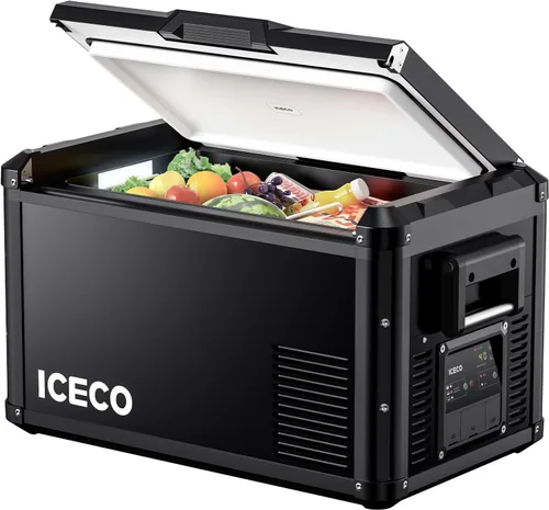 ICECO Refrigerador VL35 ProS de 12 V, congelador portátil de 37 cuartos de galón, refrigerador compacto de metal para automóvil alimentado por