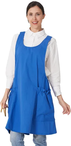 Vista 10 de APRONNER Delantales ajustables con espalda cruzada para mujer con bolsillos de algodón y lino para cocinar y hornear