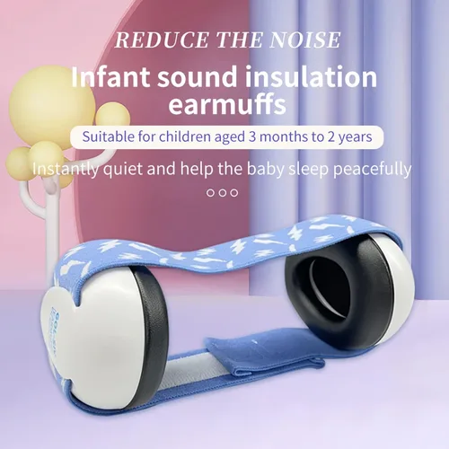 Vista 3 de SHENG LI Protección auditiva para bebés, auriculares con cancelación de ruido para bebés y niños pequeños de 3 a 24 meses, orejeras de protección