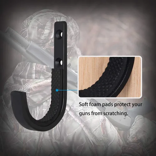 Vista 3 de Mind and Action - Soporte horizontal de metal para pistolas y ganchos para escopeta y rifle, almacenamiento para montaje en pared