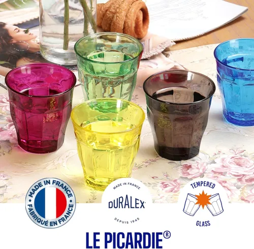 Vista 4 de Duralex Picardie - Vaso de vidrio (25 cl), 6 unidades (paquete de 1), multicolor
