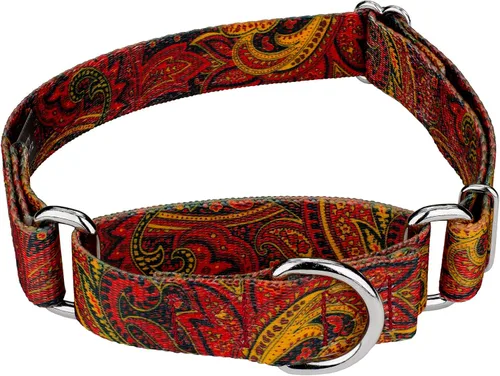 Vista 10 de Country Brook Petz - Collar de perro Martingala de cachemira azul, colección Paisley con diseños elegantes (1/2 pulgada, 2XS)