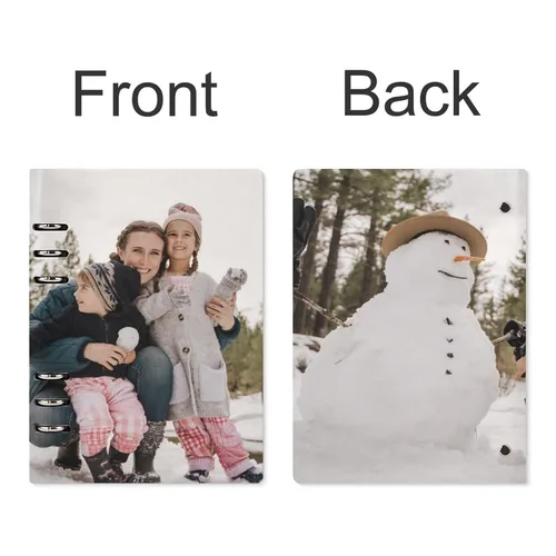 Vista 3 de Hwyuqiya Personalized Journal Notebook for Gift with Your Photo or Text, Custom Picture Diary, A5 PU Leather Notebook with 6-Ring Binder and 180