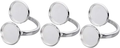 Vista 9 de EXCEART 10 piezas de soporte de anillo ajustable base de anillo bandeja de anillo soporte redondo en blanco base de cabujón bandeja de servir