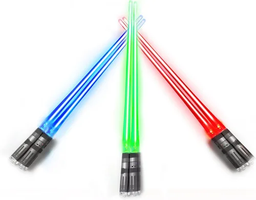 Vista 14 de Palillos de sable de luz con luz LED - Sables de luz brillantes de Star Wars, palillos reutilizables para sushi, juego de palillos con luz LED de 1
