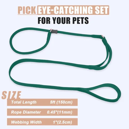 Vista 88 de Correa antideslizante para perro, correa de entrenamiento para perros con doble asa, correa antideslizante de cuero suave y collar, correa de nailon