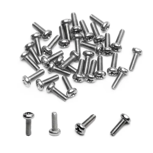 Vista 123 de MroMax 30 tornillos de máquina Phillips de cabeza plana M2 x 0.197 in, acero inoxidable 304 18-8, rosca completa, tornillos de cabeza cruzada gris
