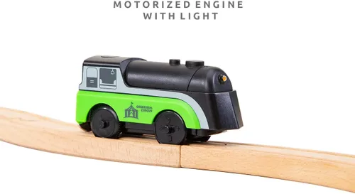 Vista 4 de Juego de tren de madera magnético a pilas con pistas de madera Tren eléctrico iluminado + pista de sonido Safari Circus Animal Compatible