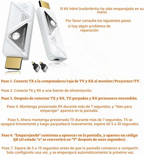 Vista 9 de Transmisor HDMI inalámbrico y 2 receptores, 4K decodifica salida 1080P Gris