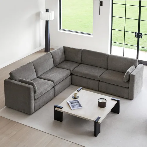 Vista 35 de CHITA Juego de sofá modular Cloud de gran tamaño, sofá modular en forma de U con diván reversible, 112 pulgadas de ancho, sofá modular de 5 Azul