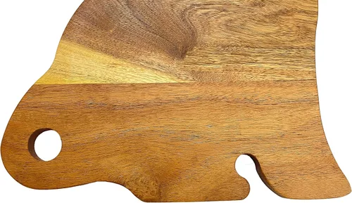 Vista 4 de Funny Cat Shaped Wood Cutting Board for Kitchen with Handle, 14"L x 12"W Decorative Funny Cat Charcuterie Serving Board, Cheese Serving Board, Solid