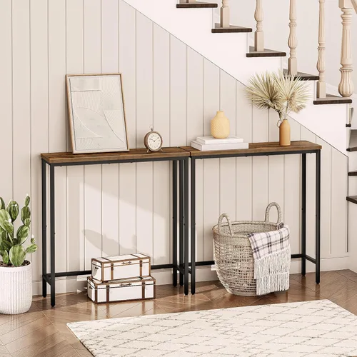 Vista 8 de HOOBRO Mesa consola estrecha, mesa de entrada pequeña de 29.5 pulgadas, mesa de exhibición lateral de sofá delgada, para pasillo, dormitorio, sala