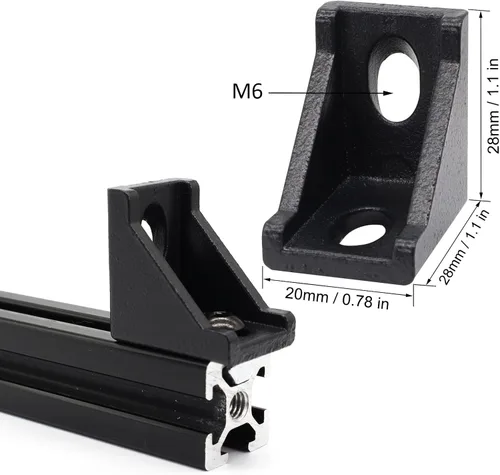 Vista 2 de 20 Juegos Soporte de Esquina con Ranura en T de Extrusión de Aluminio 2020 Serie 20 Hardware Extruido Conector de Ángulo Recto de 90 Grados