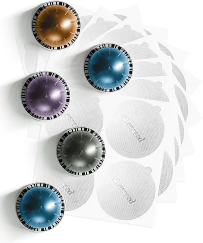 Vista 8 de Grasseed Abridor de tapas reutilizables para cápsulas Nespresso VertuoLine con 100 sellos de papel de aluminio para limpiar y rellenar cápsulas