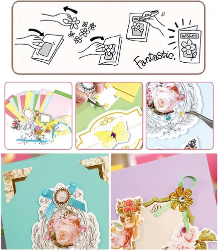 Vista 6 de Gigicloud Kit de tarjetas de papel, kit de tarjetas de felicitación hechas a mano, juego de materiales para hacer tarjetas, juego de tarjetas