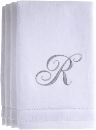 Vista 23 de Set de 4 toallas bordadas, de 11 x 18 pulgadas, extra absorbente, de algodón, acabado suave de terciopelo. Para baño/cocina/spa
