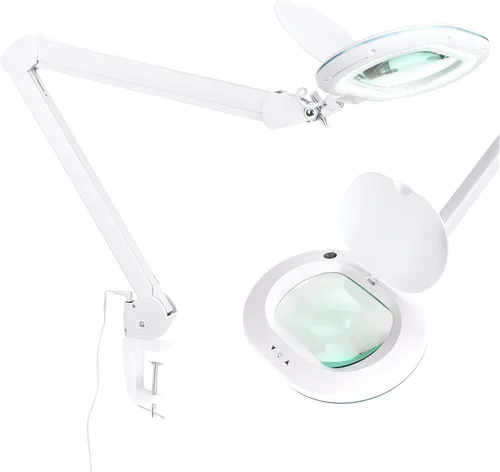 Brightech LightView Pro XL - Lámpara de escritorio con aumento con abrazadera, lupa ajustable con luz LED para manualidades, lectura, trabajo