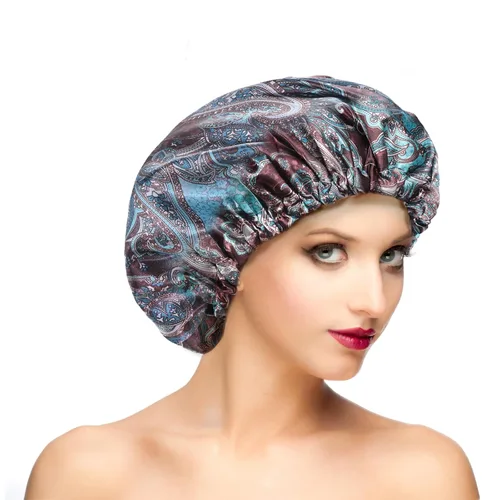 Vista 16 de Gorros de ducha para mujer, extra grande, ajustable, impermeable, reutilizable, gorro de ducha para mujeres y niñas, cabello largo y grueso, gorros