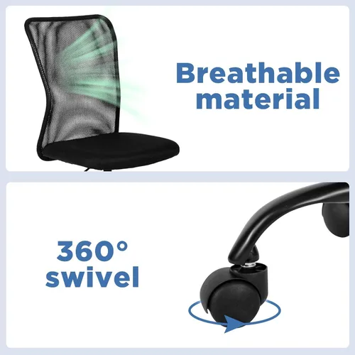 Vista 7 de Silla de oficina ergonómica – Silla de computadora con respaldo medio con altura ajustable, moderna giratoria sin brazos, soporte de espalda Rosa