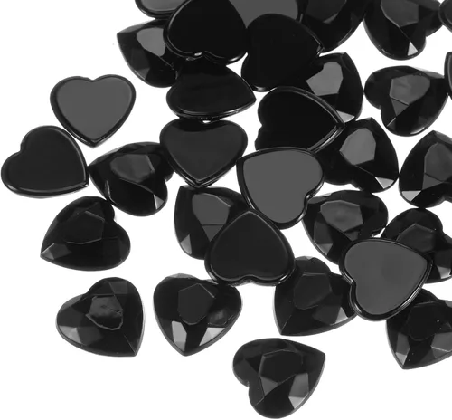 Vista 41 de MECCANIXITY 20 piezas de diamantes de imitación acrílicos de corazón de 0.98 pulgadas (0.984 in) con parte trasera plana, gemas de plástico