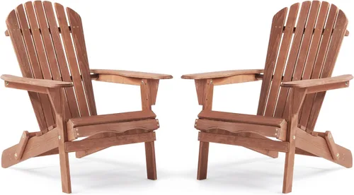 Vista 20 de Silla Adirondack plegable de madera de gran tamaño con respaldo y tablero de asiento premontados, silla de descanso para patio al aire libre