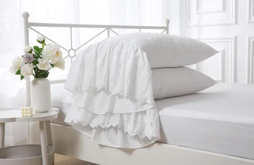 Vista 13 de Fundas de almohada grises con volantes largos de cortinas, fundas de almohada grises de algodón puro, tamaño estándar 20"X26", paquete de 2