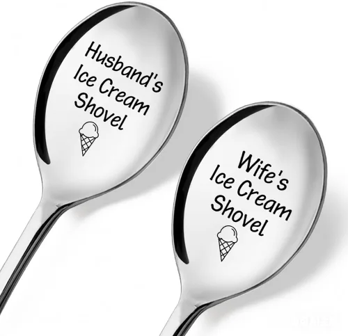 Vista 19 de Ice Cream Together - Paquete de 2 cucharas con caja de regalo, cucharas de helado para parejas, nuestras cucharas de helado, cucharas para regalos