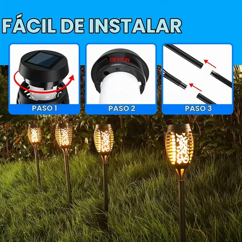 Vista 8 de Paquete de 6 luces solares con llama parpadeante para decoraciones